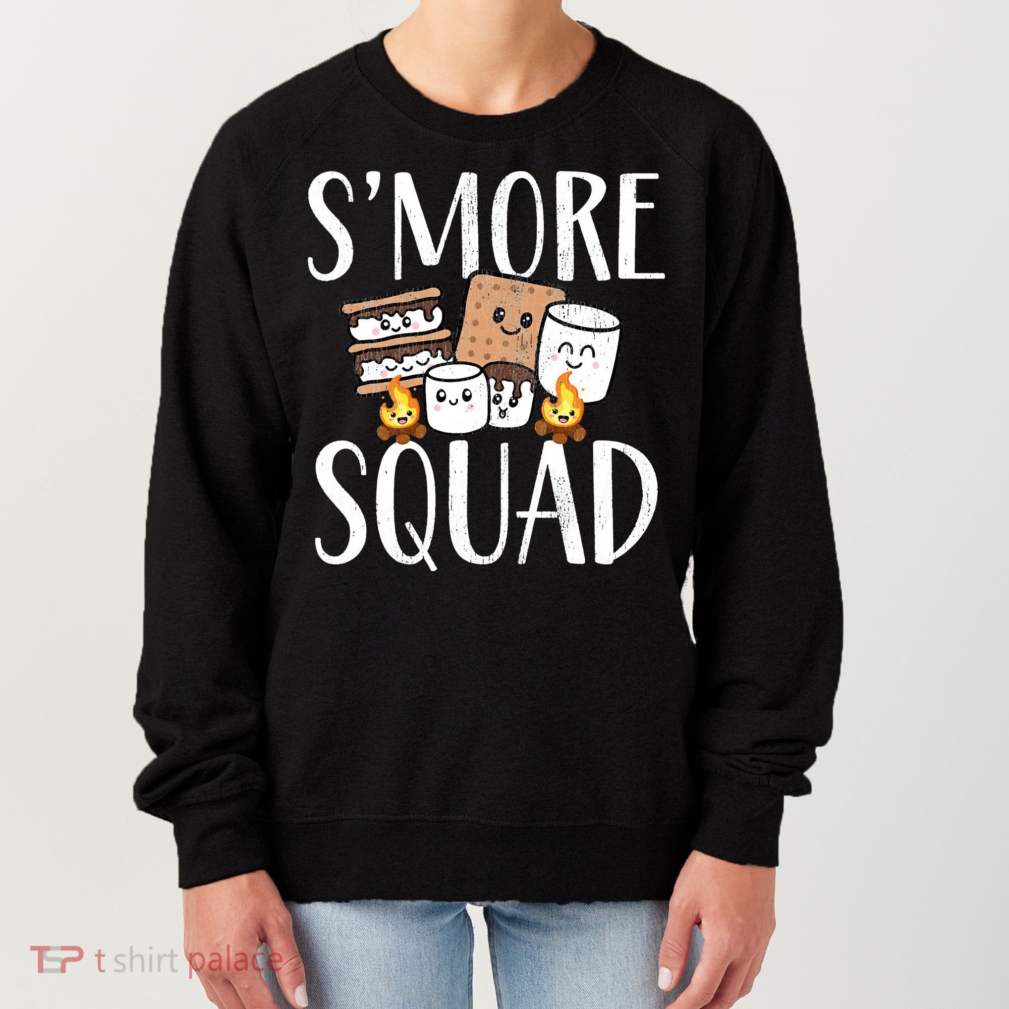 Smore Squad Kawaii S'more Camping Team distressed Women's Sweatshirt