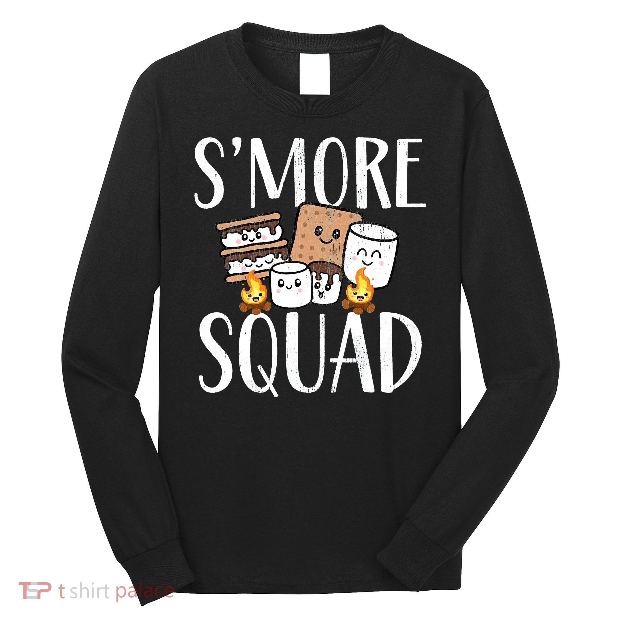 Smore Squad Kawaii S'more Camping Team distressed Long Sleeve Shirt