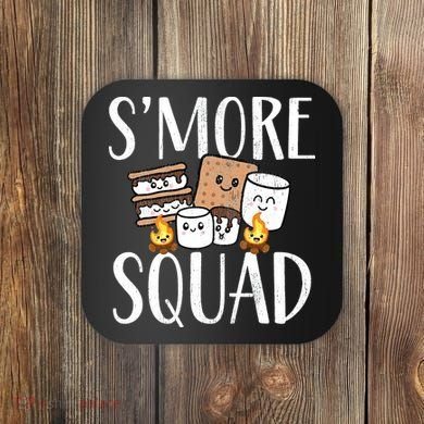 Smore Squad Kawaii S'more Camping Team distressed Coaster