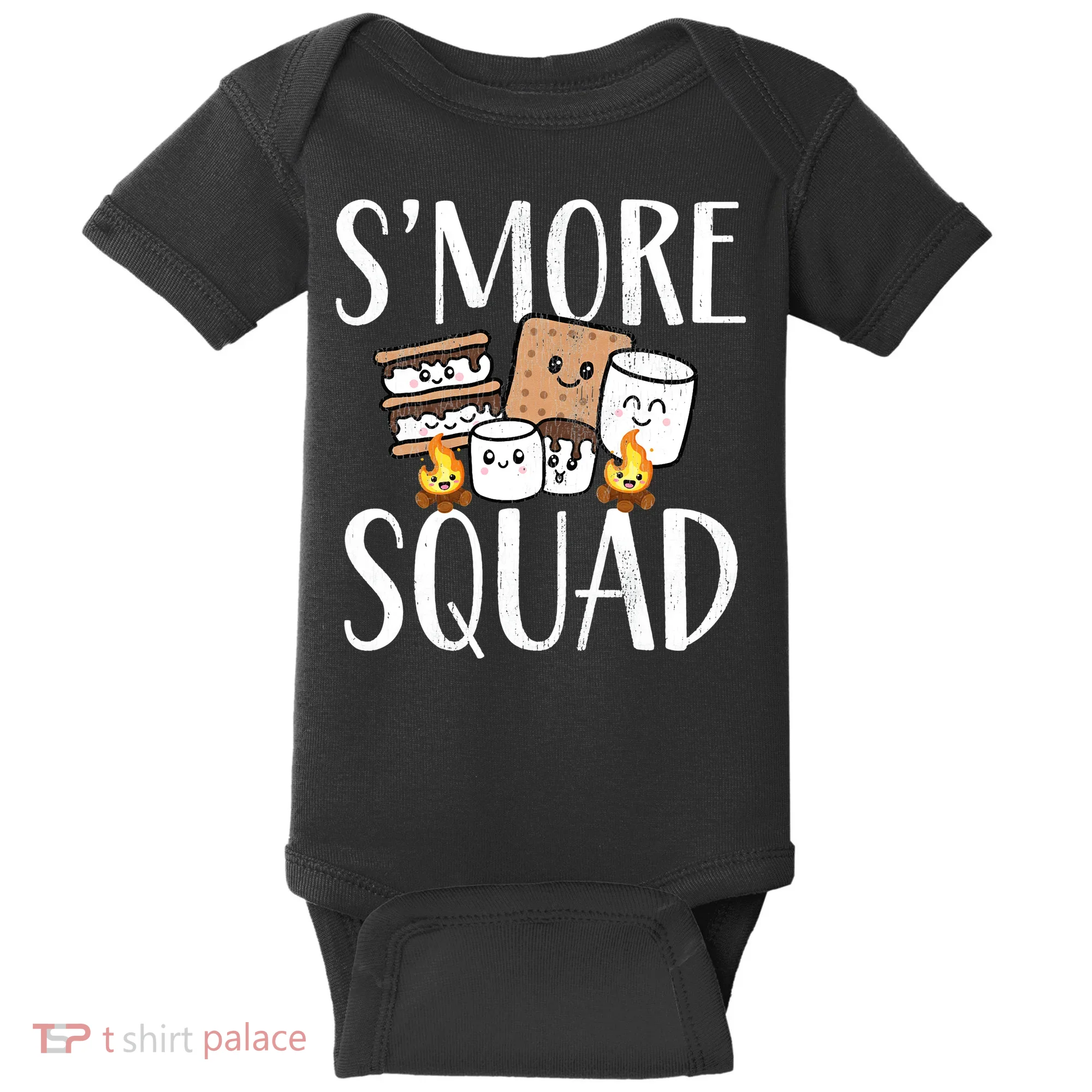 Smore Squad Kawaii S'more Camping Team distressed Baby Bodysuit