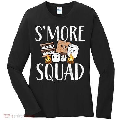 Smore Squad Kawaii S'more Camping Team distressed Women's Long Sleeve Shirt