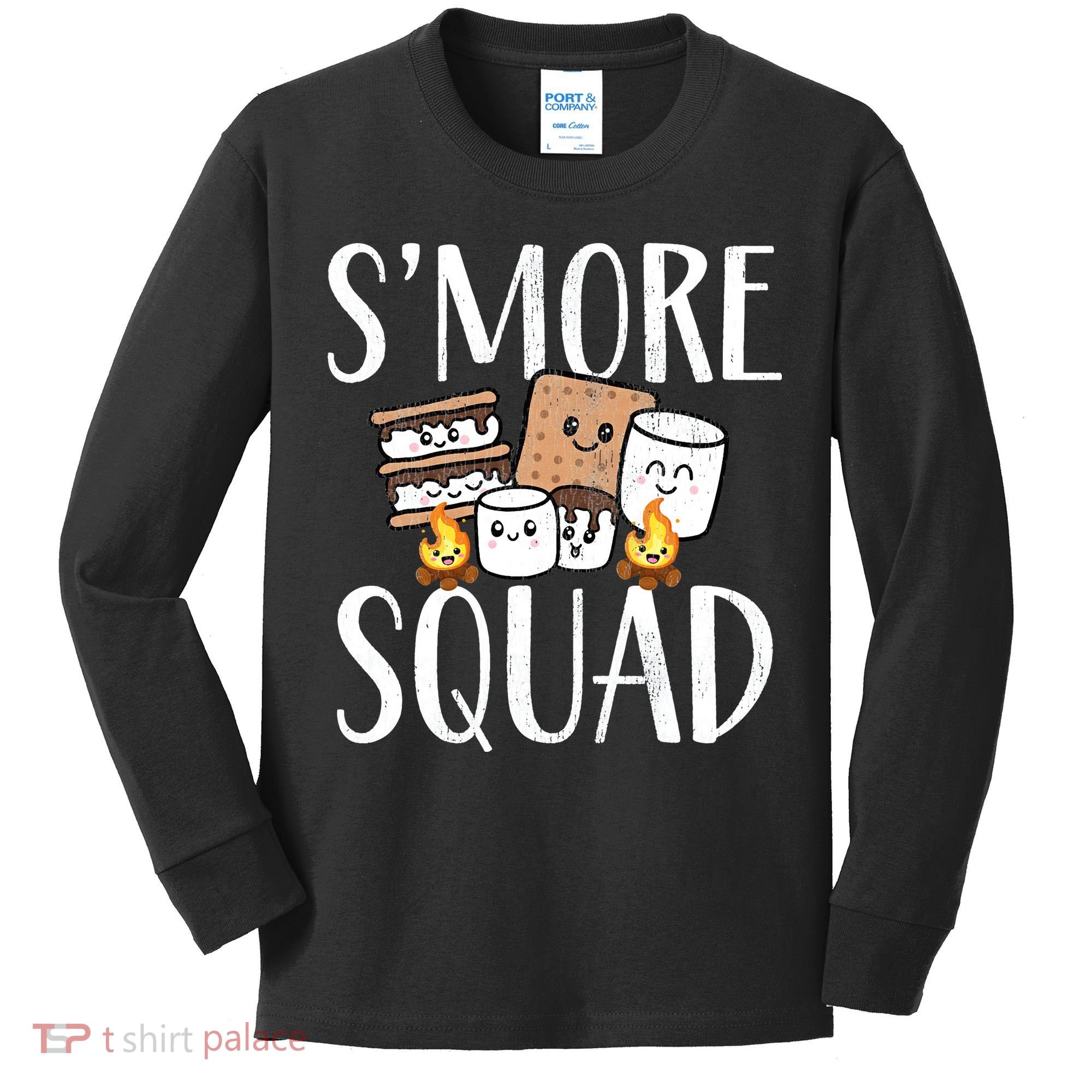 Smore Squad Kawaii S'more Camping Team distressed Kids Long Sleeve Shirt