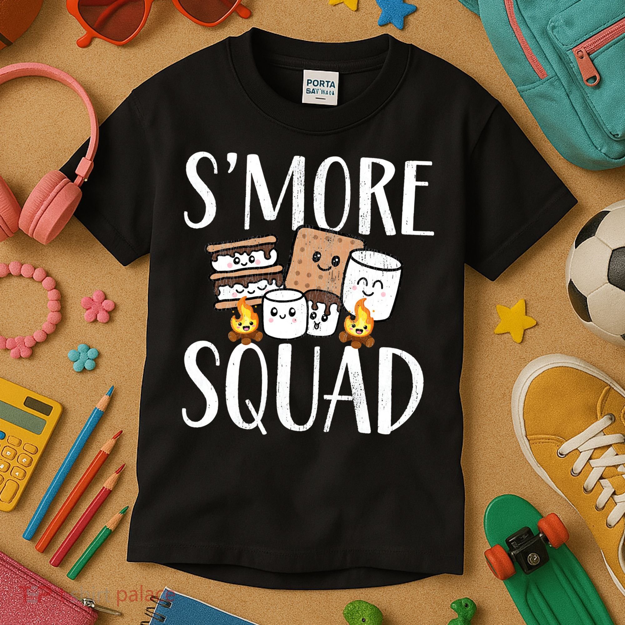Smore Squad Kawaii S'more Camping Team distressed Kids T-Shirt