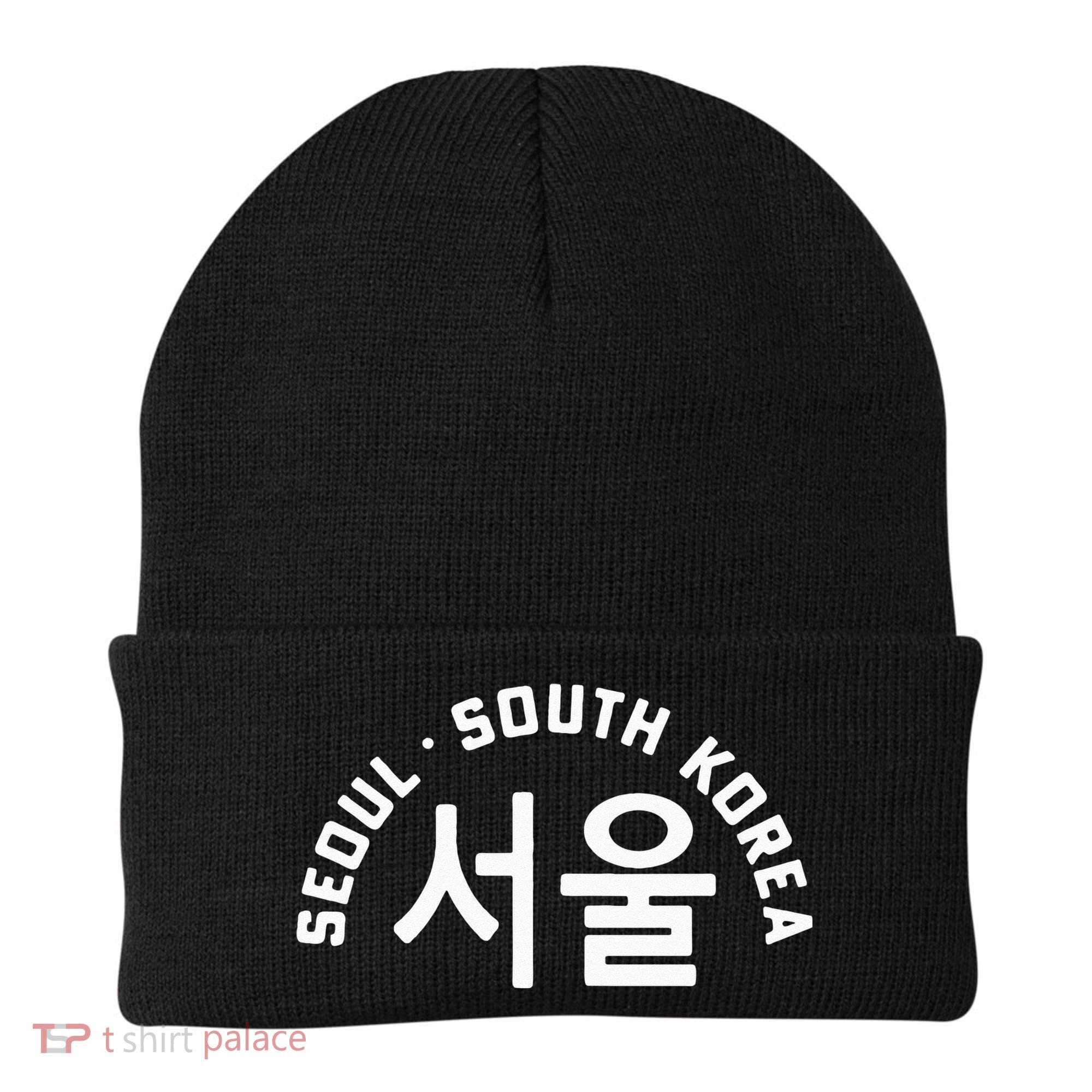 Seoul South Korea Korean Hangul College Style Retro Beanie