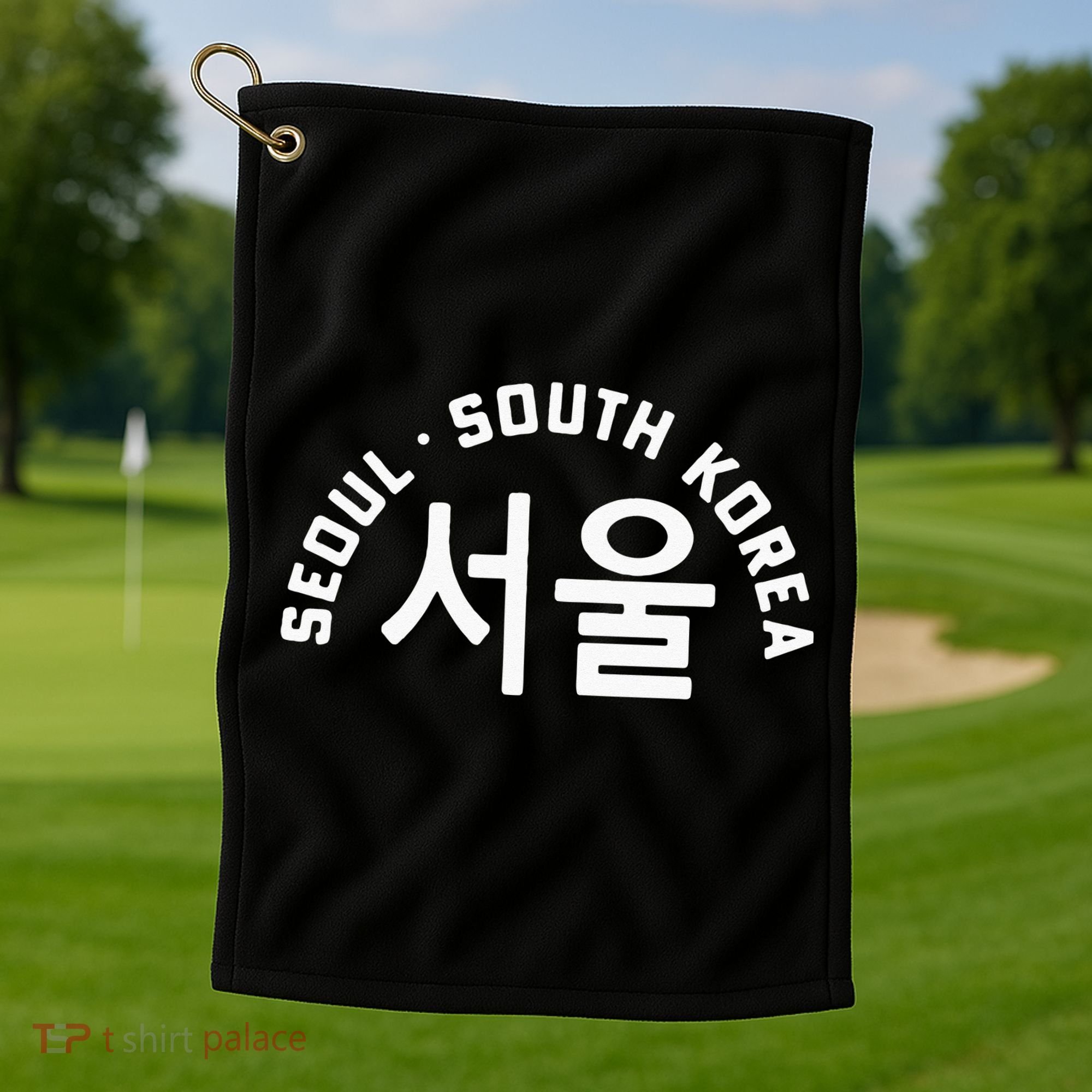 Seoul South Korea Korean Hangul College Style Retro Golf Towel