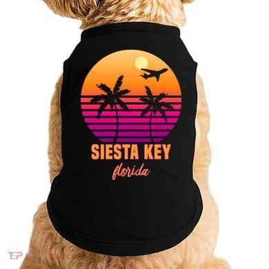 Summer, Siesta Key Florida Vintage Retro Sunset Palm Tree Doggie Tank