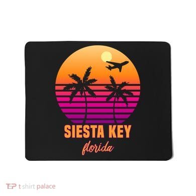 Summer, Siesta Key Florida Vintage Retro Sunset Palm Tree Mousepad
