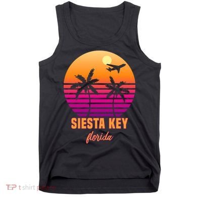 Summer, Siesta Key Florida Vintage Retro Sunset Palm Tree Tank Top