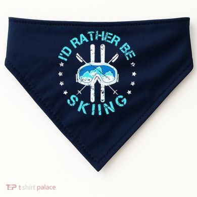 Skiing Skiing Lover I'd Rather Be Skiing USA-Made Doggie Bandana