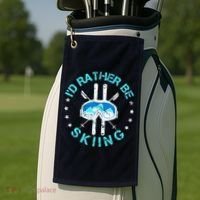 Skiing Skiing Lover I'd Rather Be Skiing Golf Towel thumb 2