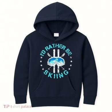 Skiing Skiing Lover I'd Rather Be Skiing Kids Hoodie