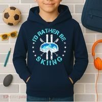 Skiing Skiing Lover I'd Rather Be Skiing Kids Hoodie thumb 2