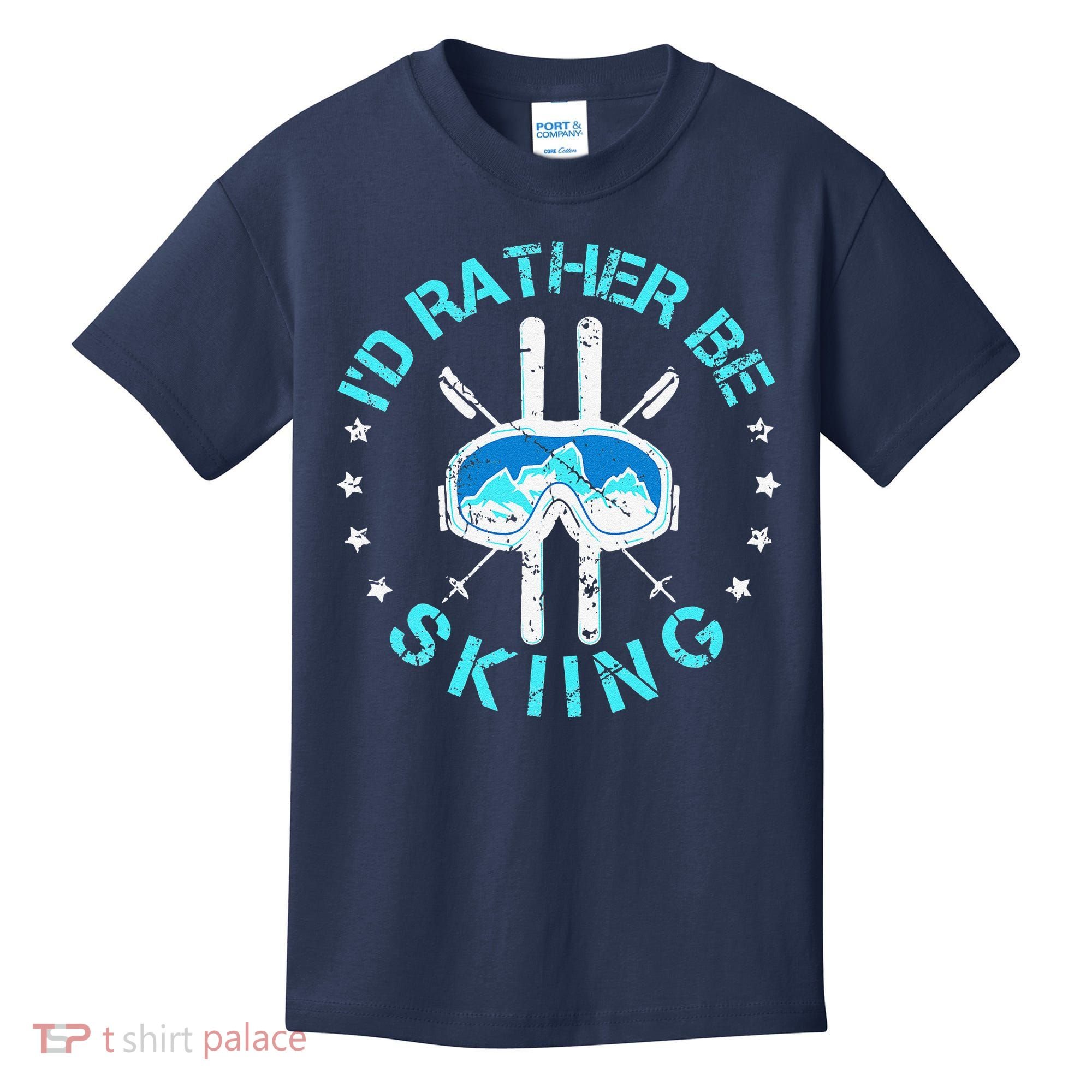 Skiing Skiing Lover I'd Rather Be Skiing Kids T-Shirt