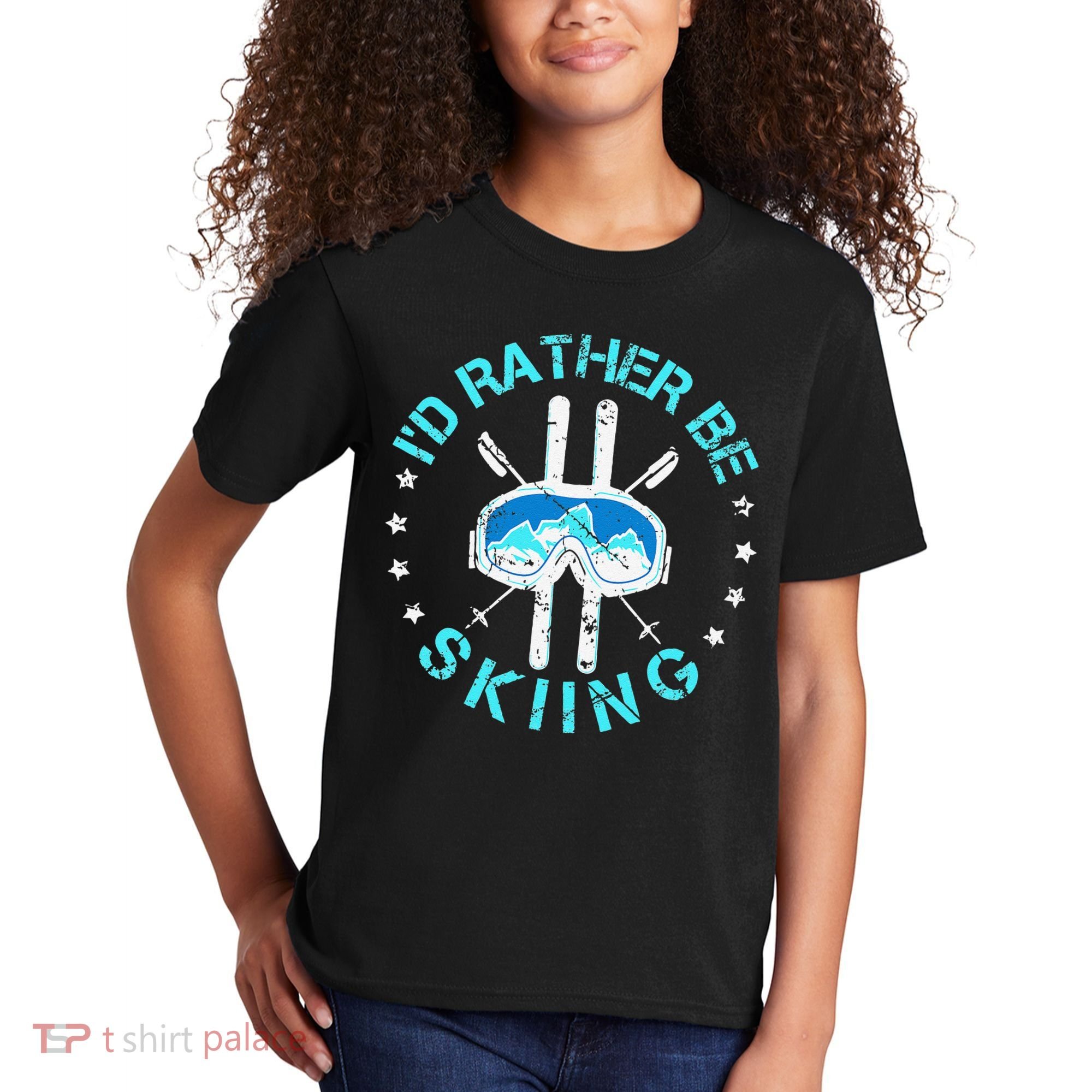 Skiing Skiing Lover I'd Rather Be Skiing Kids T-Shirt