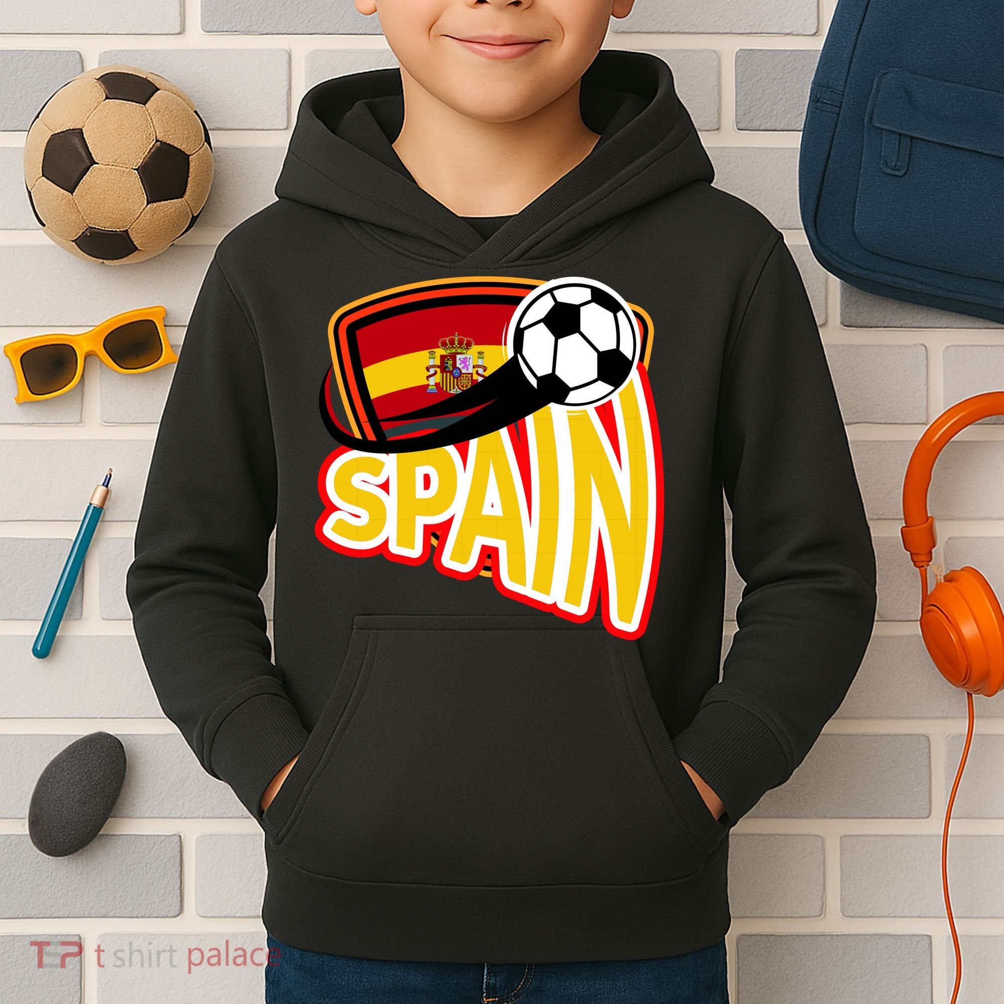 Spain Soccer Logo Kids Hoodie