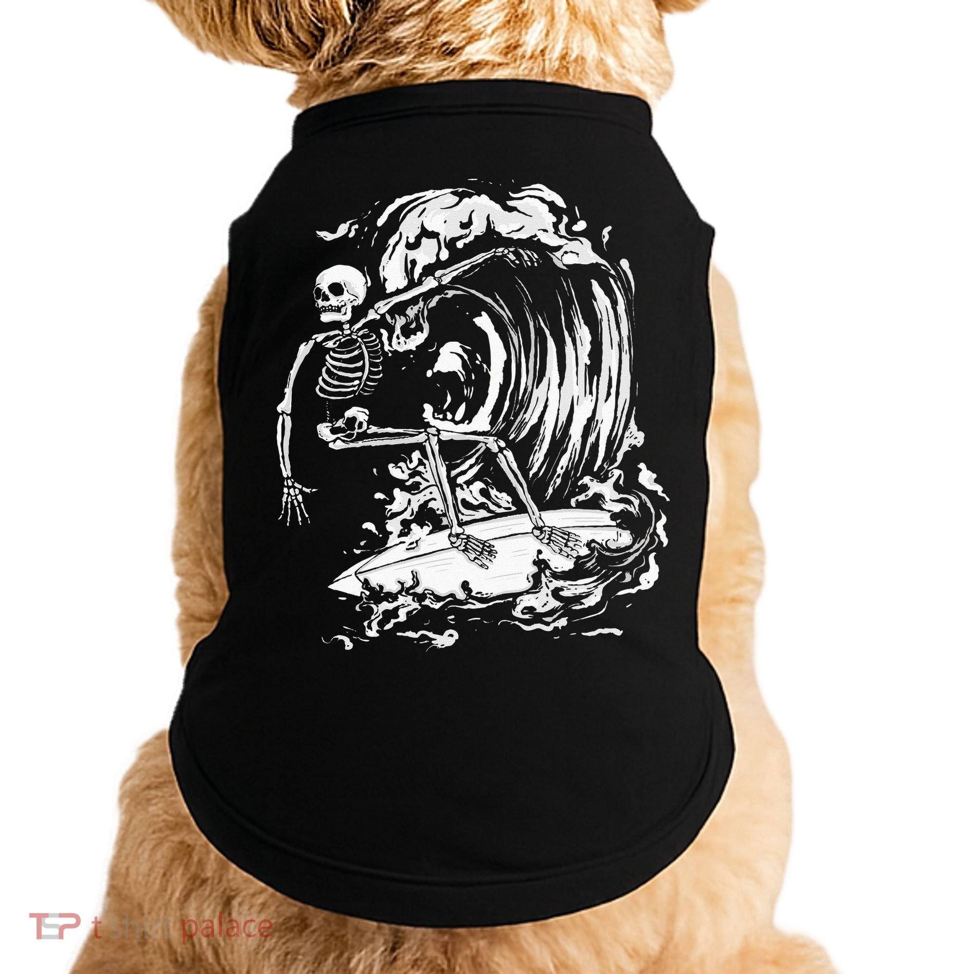 Skeleton Surfing Lazy Halloween Costume Skull Bones Surfer Doggie Tank