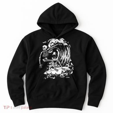 Skeleton Surfing Lazy Halloween Costume Skull Bones Surfer Hoodie