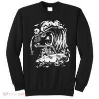Skeleton Surfing Lazy Halloween Costume Skull Bones Surfer Sweatshirt thumb 0