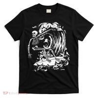 Skeleton Surfing Lazy Halloween Costume Skull Bones Surfer T-Shirt thumb 0