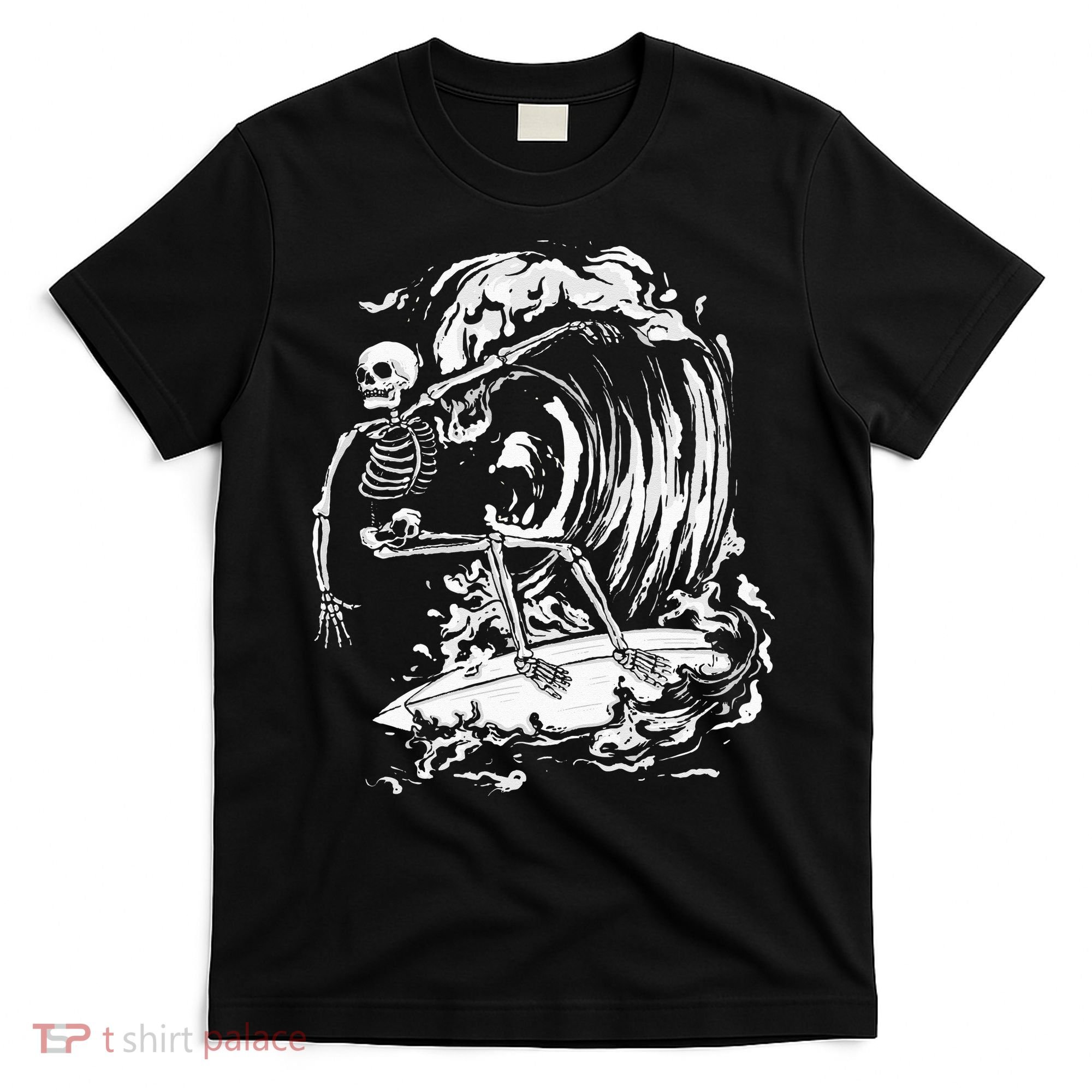 Skeleton Surfing Lazy Halloween Costume Skull Bones Surfer T-Shirt