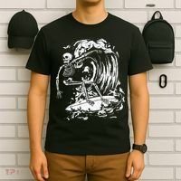 Skeleton Surfing Lazy Halloween Costume Skull Bones Surfer T-Shirt thumb 6