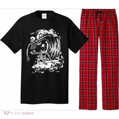 Skeleton Surfing Lazy Halloween Costume Skull Bones Surfer Pajama Set