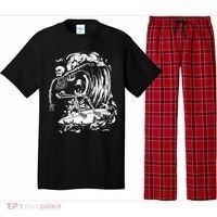 Skeleton Surfing Lazy Halloween Costume Skull Bones Surfer Pajama Set thumb 0