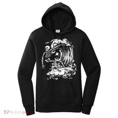 Skeleton Surfing Lazy Halloween Costume Skull Bones Surfer Women's Hoodie