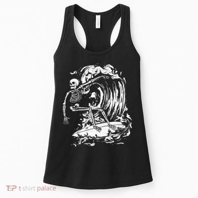 Skeleton Surfing Lazy Halloween Costume Skull Bones Surfer Women's Tank Top