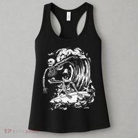 Skeleton Surfing Lazy Halloween Costume Skull Bones Surfer Women's Tank Top thumb 3