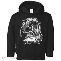 Skeleton Surfing Lazy Halloween Costume Skull Bones Surfer Toddler Hoodie thumb 0