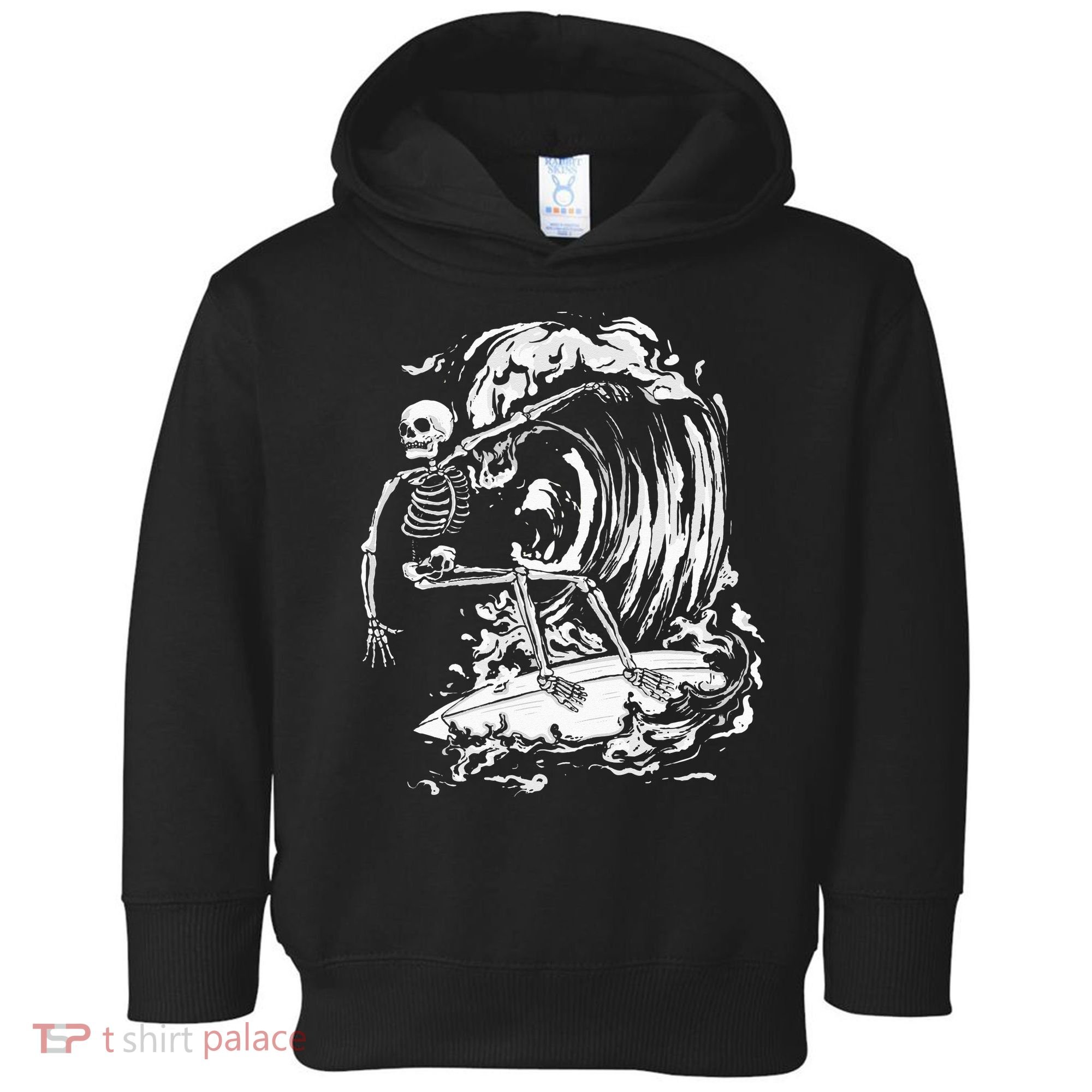Skeleton Surfing Lazy Halloween Costume Skull Bones Surfer Toddler Hoodie