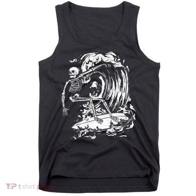 Skeleton Surfing Lazy Halloween Costume Skull Bones Surfer Tank Top