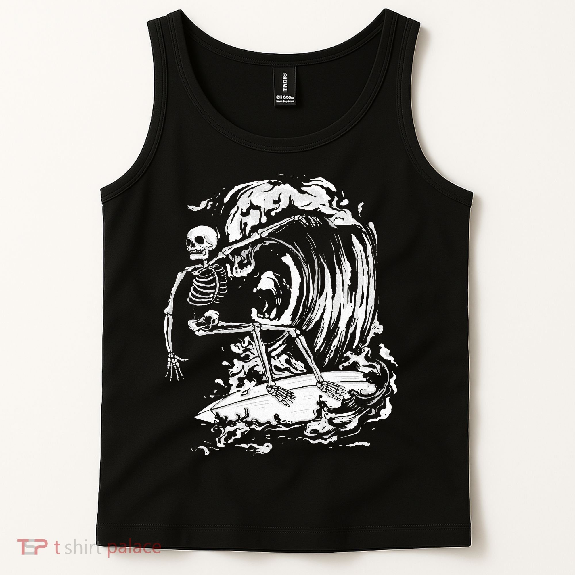 Skeleton Surfing Lazy Halloween Costume Skull Bones Surfer Tank Top