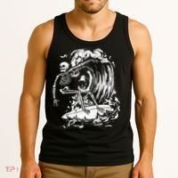 Skeleton Surfing Lazy Halloween Costume Skull Bones Surfer Tank Top thumb 3