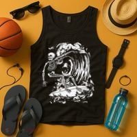 Skeleton Surfing Lazy Halloween Costume Skull Bones Surfer Tank Top thumb 4