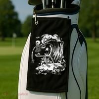 Skeleton Surfing Lazy Halloween Costume Skull Bones Surfer Golf Towel thumb 2