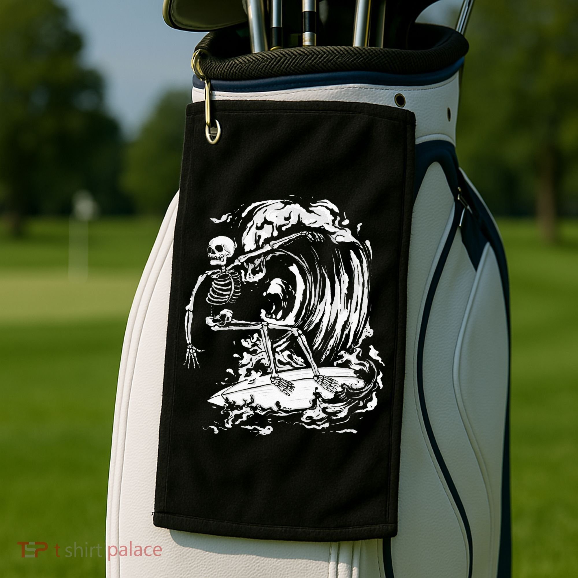 Skeleton Surfing Lazy Halloween Costume Skull Bones Surfer Golf Towel