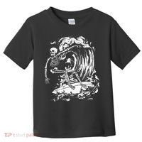 Skeleton Surfing Lazy Halloween Costume Skull Bones Surfer Toddler T-Shirt thumb 0