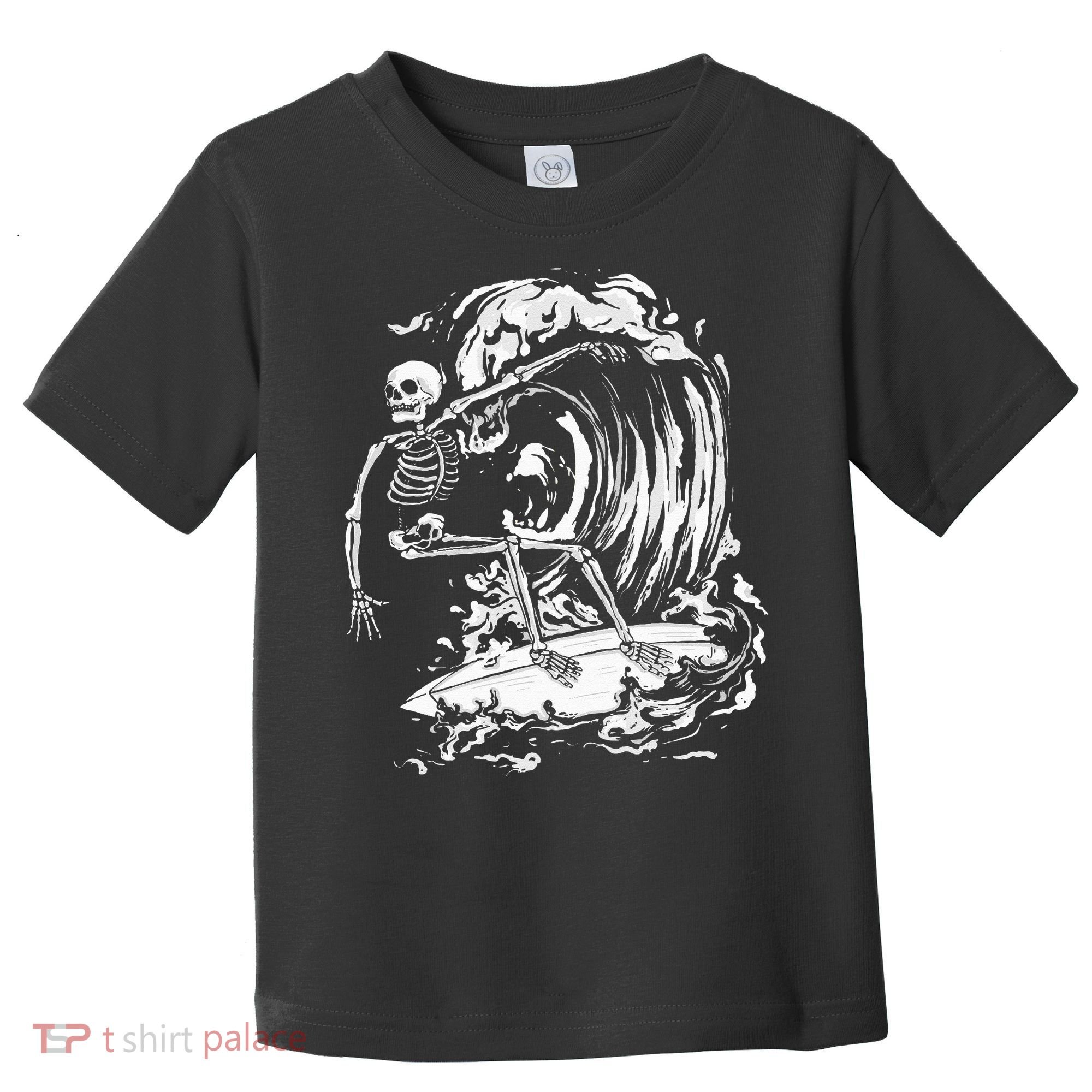 Skeleton Surfing Lazy Halloween Costume Skull Bones Surfer Toddler T-Shirt