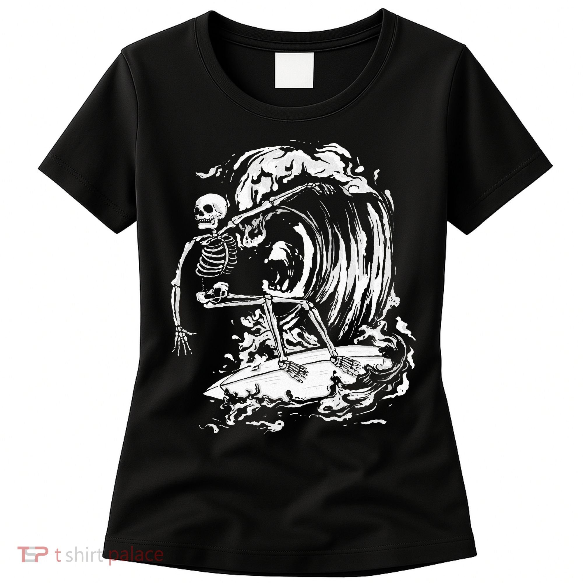 Skeleton Surfing Lazy Halloween Costume Skull Bones Surfer Women's T-Shirt
