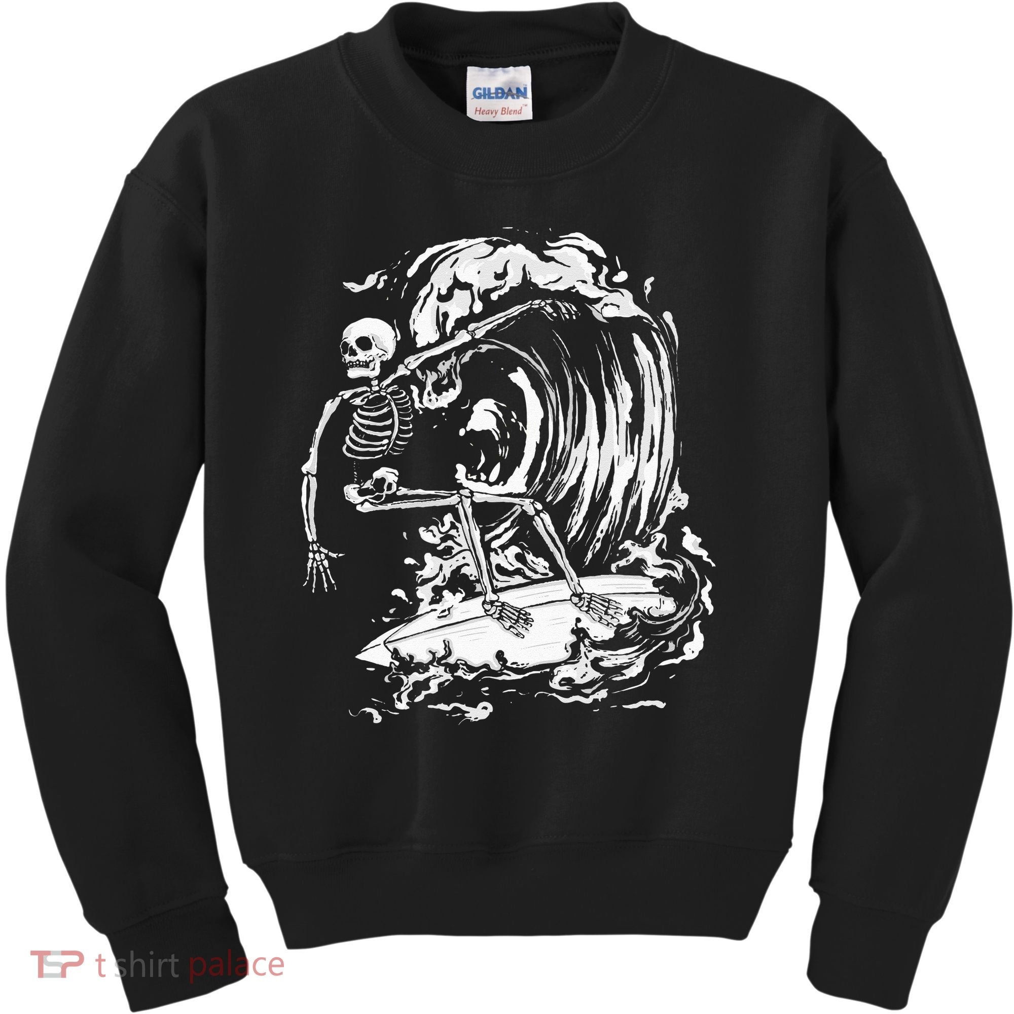 Skeleton Surfing Lazy Halloween Costume Skull Bones Surfer Kids Sweatshirt