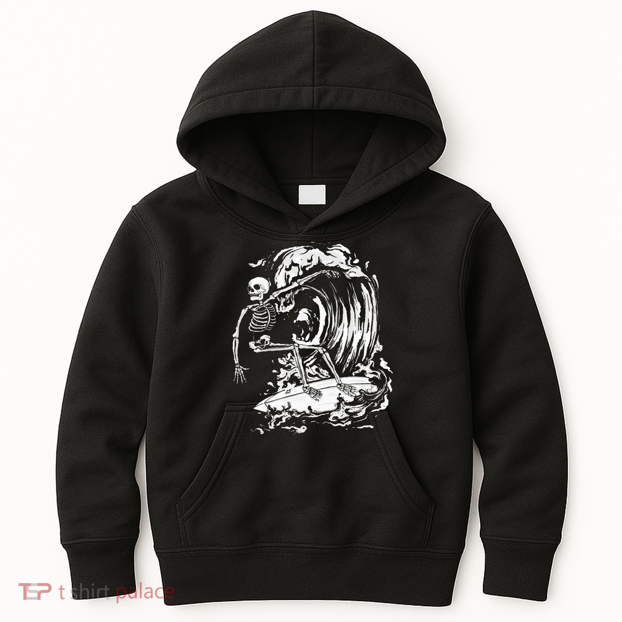 Skeleton Surfing Lazy Halloween Costume Skull Bones Surfer Kids Hoodie