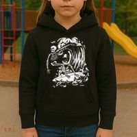 Skeleton Surfing Lazy Halloween Costume Skull Bones Surfer Kids Hoodie thumb 3