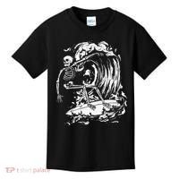 Skeleton Surfing Lazy Halloween Costume Skull Bones Surfer Kids T-Shirt thumb 0