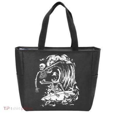 Skeleton Surfing Lazy Halloween Costume Skull Bones Surfer Tote Bag