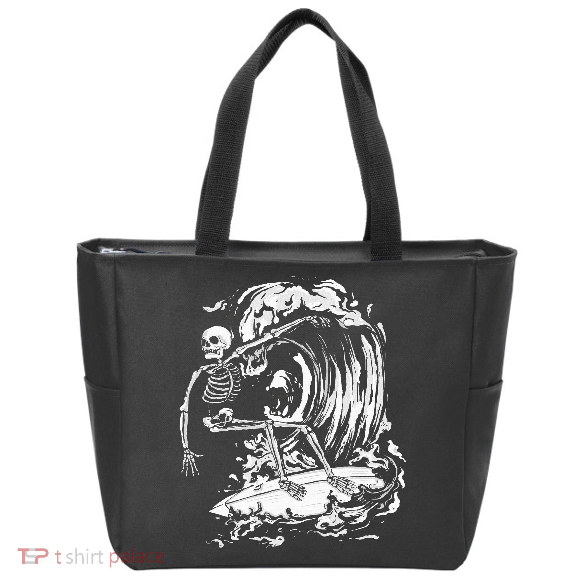 Skeleton Surfing Lazy Halloween Costume Skull Bones Surfer Tote Bag