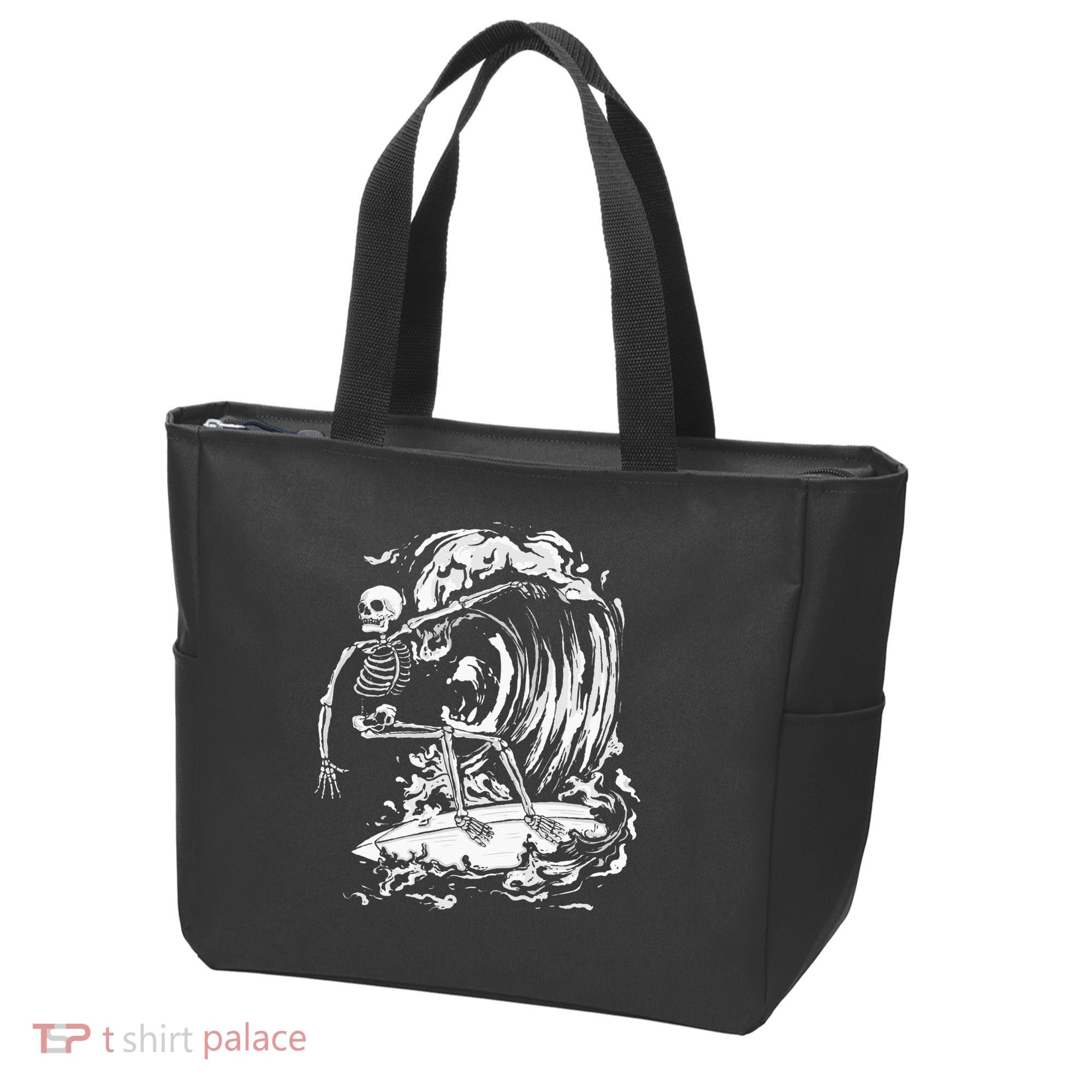 Skeleton Surfing Lazy Halloween Costume Skull Bones Surfer Tote Bag