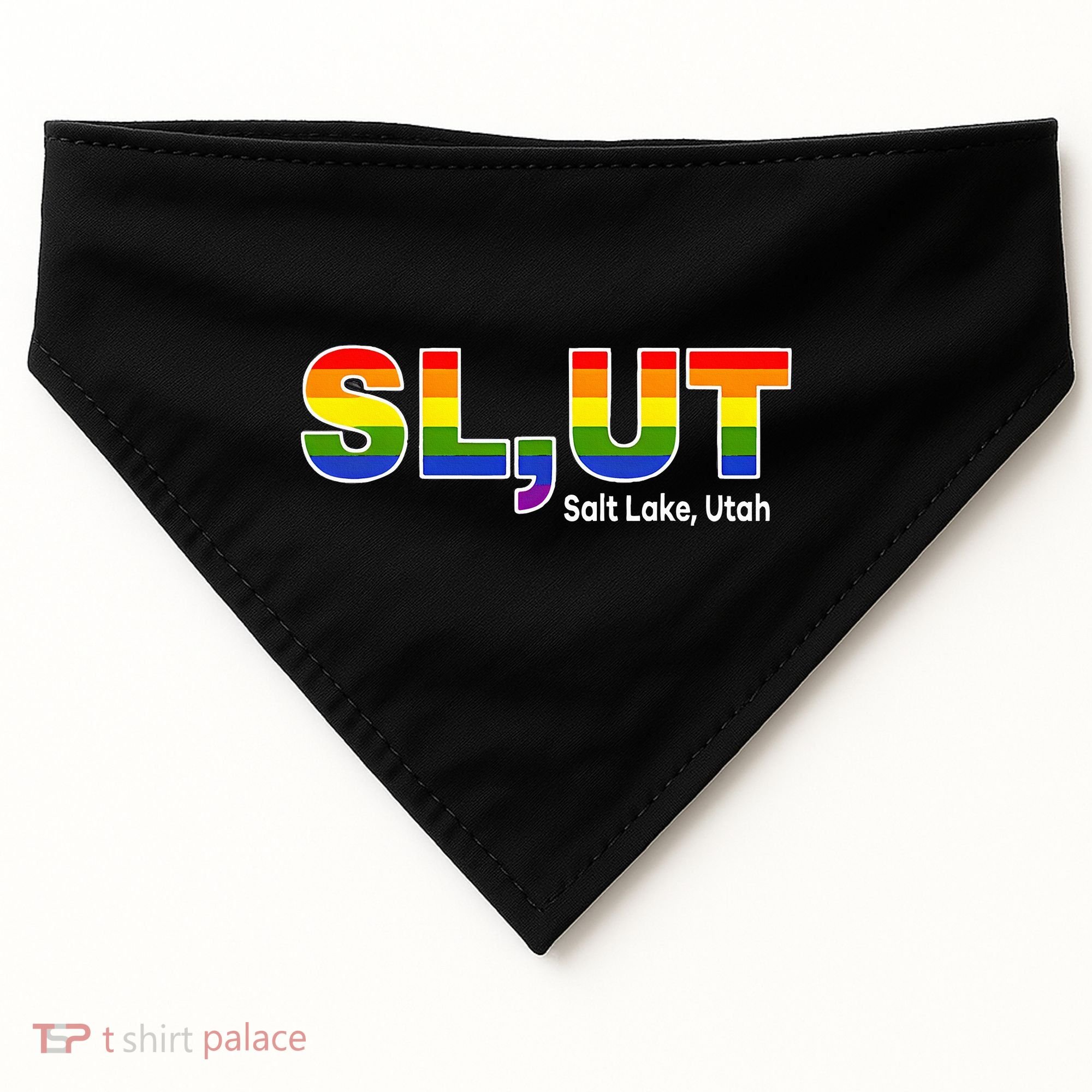 SlUt Salt Lake Utah Lgbtq Pride Funny Sarcasm Saying USA-Made Doggie Bandana