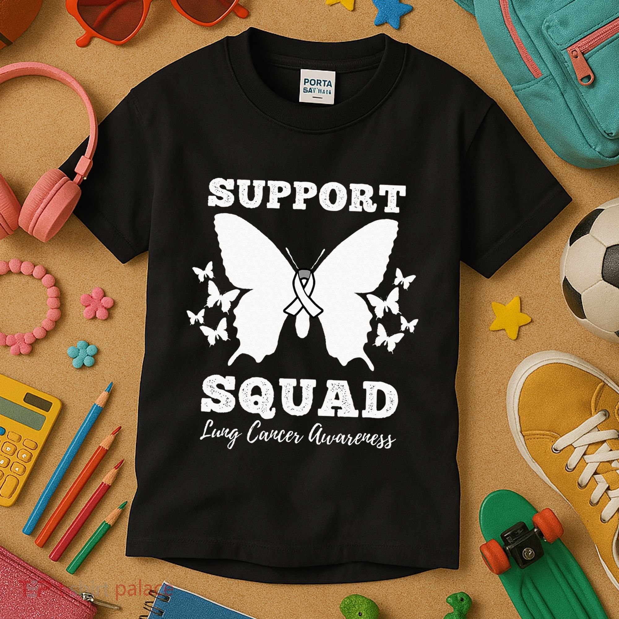 Support Squad Lung Cancer Awareness Kids T-Shirt
